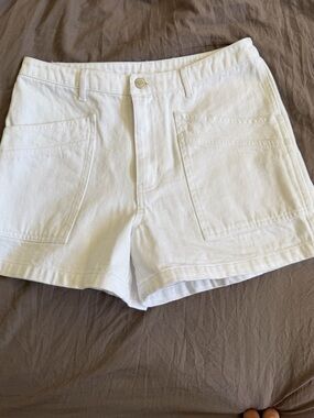 Harper White High-Waist Utility Pocket Shorts